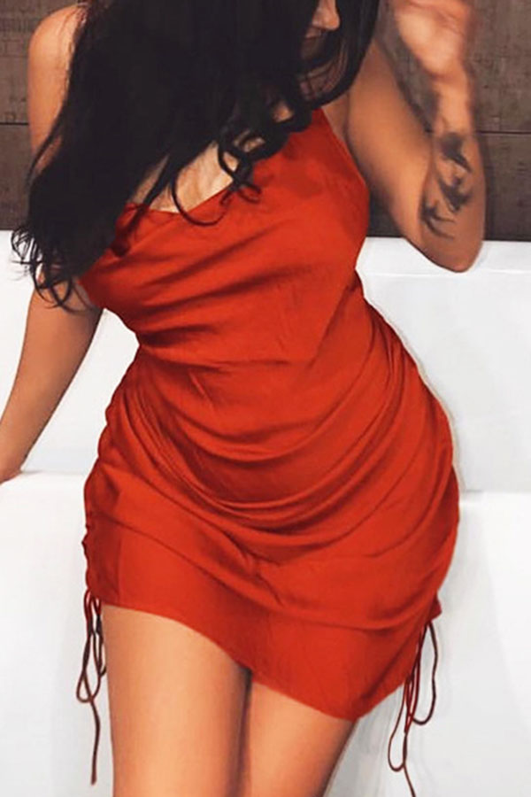 Solid Color Glamorous Ruffle Mini Dress