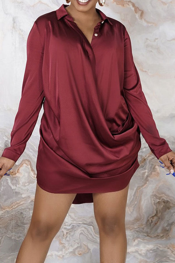 Solid Color Flattering Ruffle Mini Dress