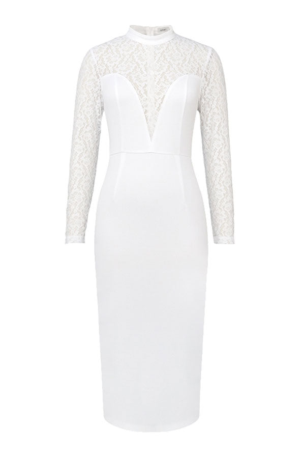 Lace Patchwork Smart Midi Dress