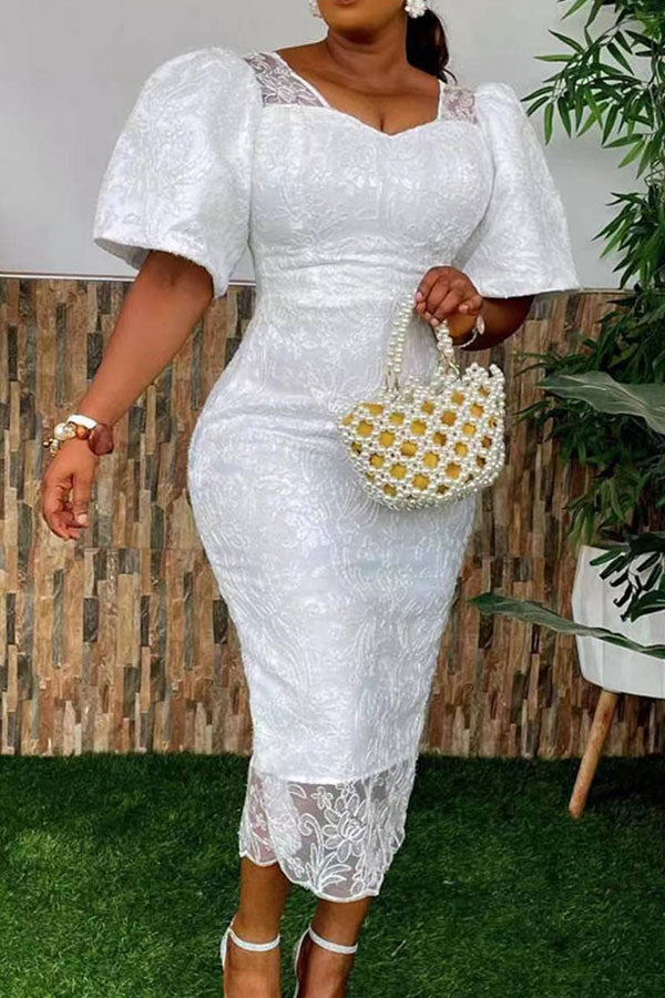 Lace Elegant Backless Midi Dress