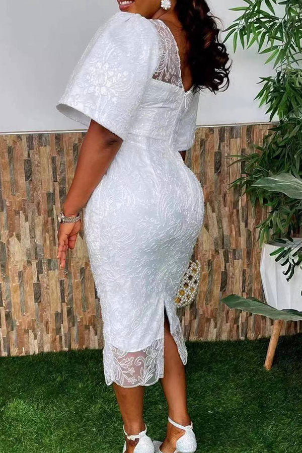 Lace Elegant Backless Midi Dress