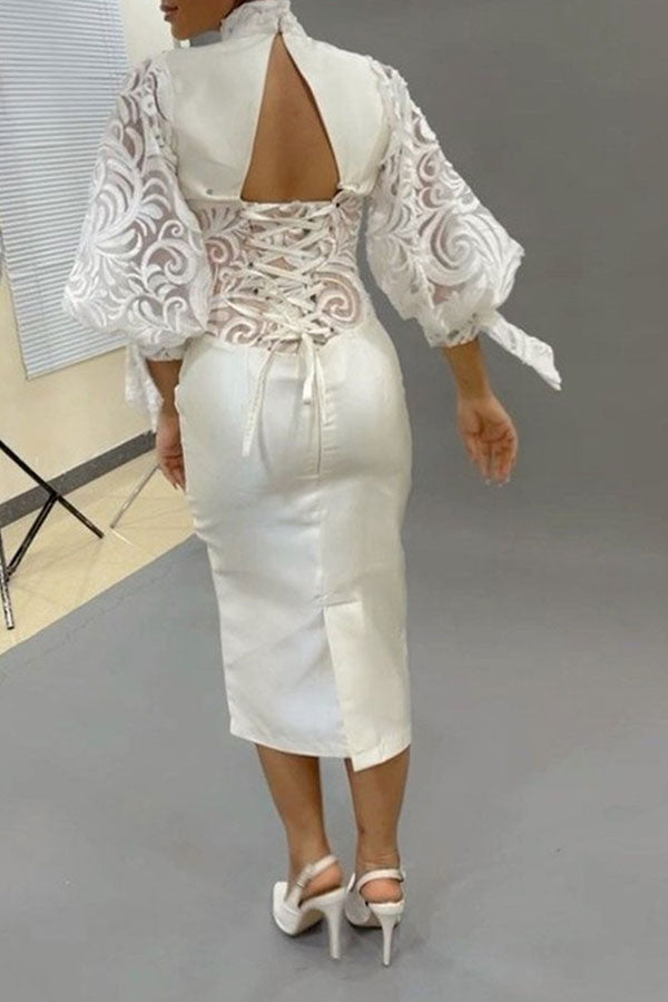 Lace Romantic Strappy Midi Dress