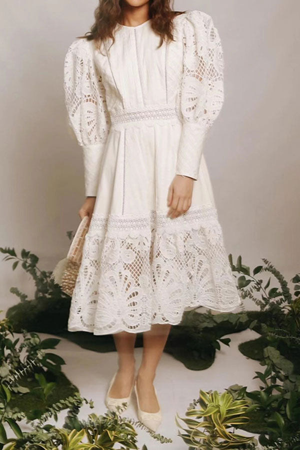 Lace Elegant Cutout Midi Dress