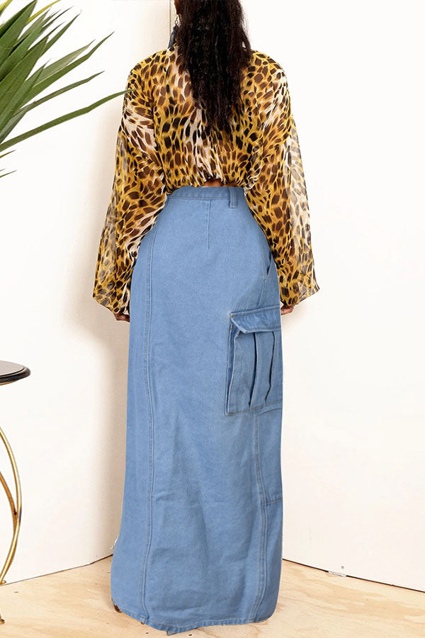 Solid Color Modern High Split Skirt