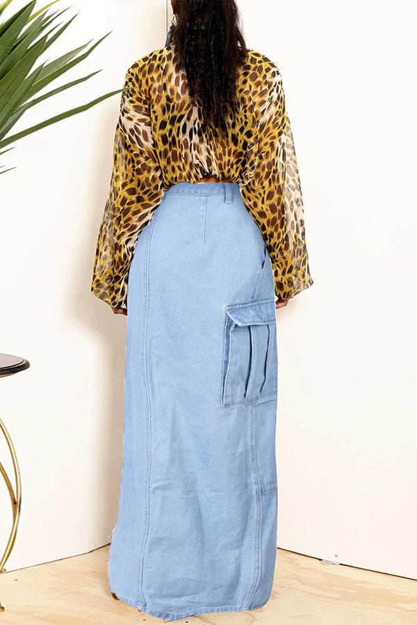 Solid Color Modern High Split Skirt