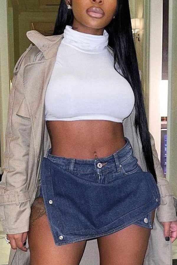 Blue Cool Irregular Denim Shorts