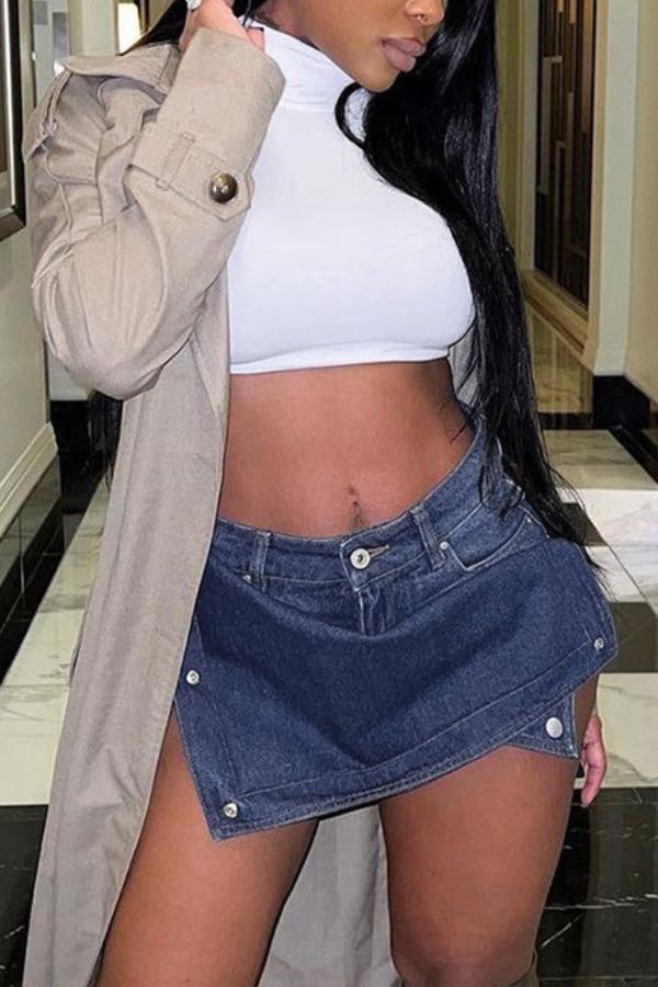 Blue Cool Irregular Denim Shorts