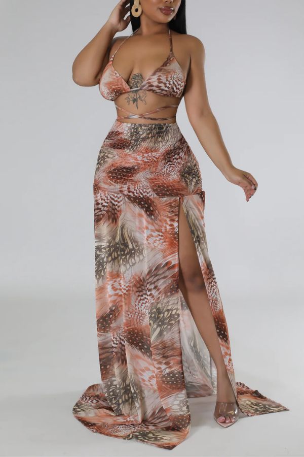 Gradient Retro High Split Three Pieces