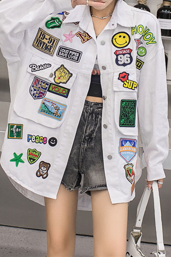 Cartoon Pattern Cute Button Thru Shirt