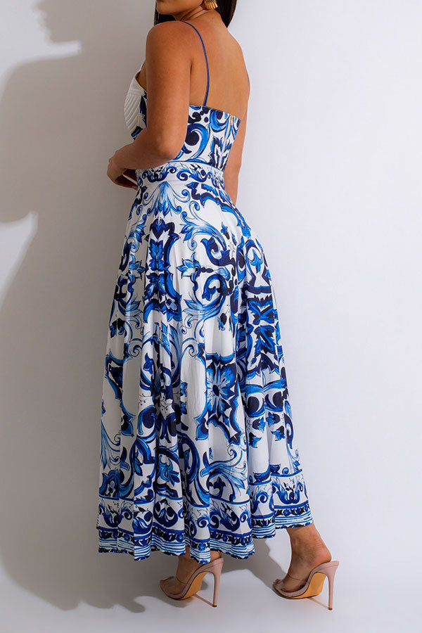 Oriental Tribal Print Metal Decor Dress Suit