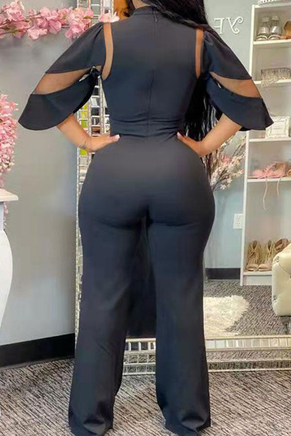 (Clearance) Mesh Patchwork Glamorous Jumpsuit