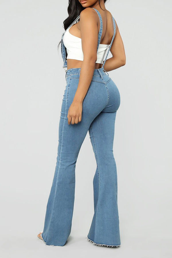 Light Blue Suspenders Classic Bell Bottoms Jeans