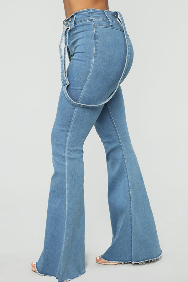 Light Blue Suspenders Classic Bell Bottoms Jeans