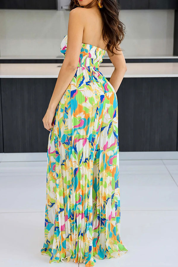 Floral Print Twisted Detail On-trend Pleated Jumpsuit