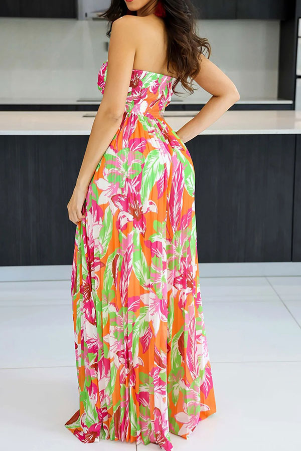 Floral Print Twisted Detail On-trend Pleated Jumpsuit