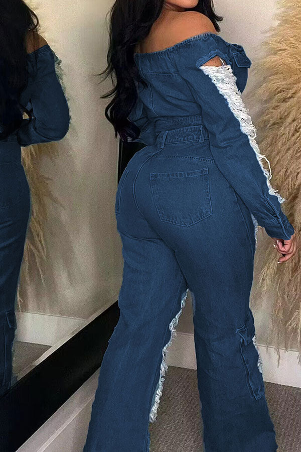 Ripped Burrs On-trend Multi Pocket Jeans