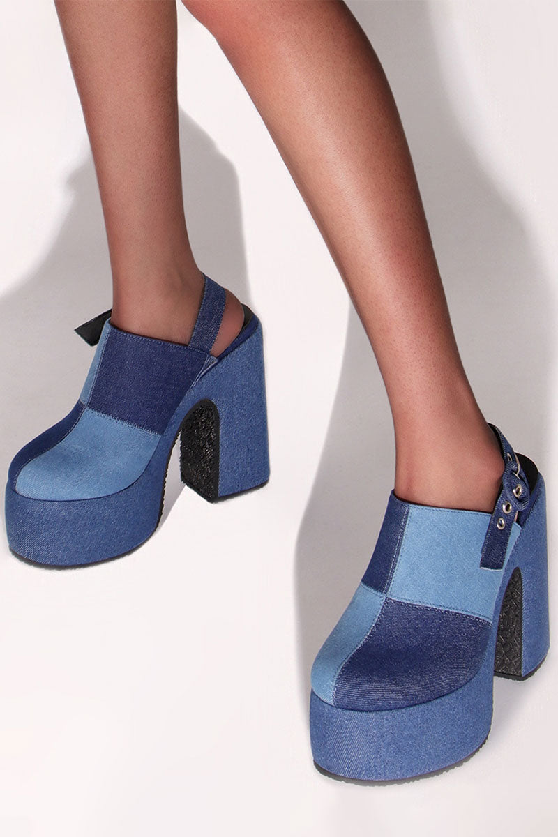 Checked Smart Sling Back Denim Sandals