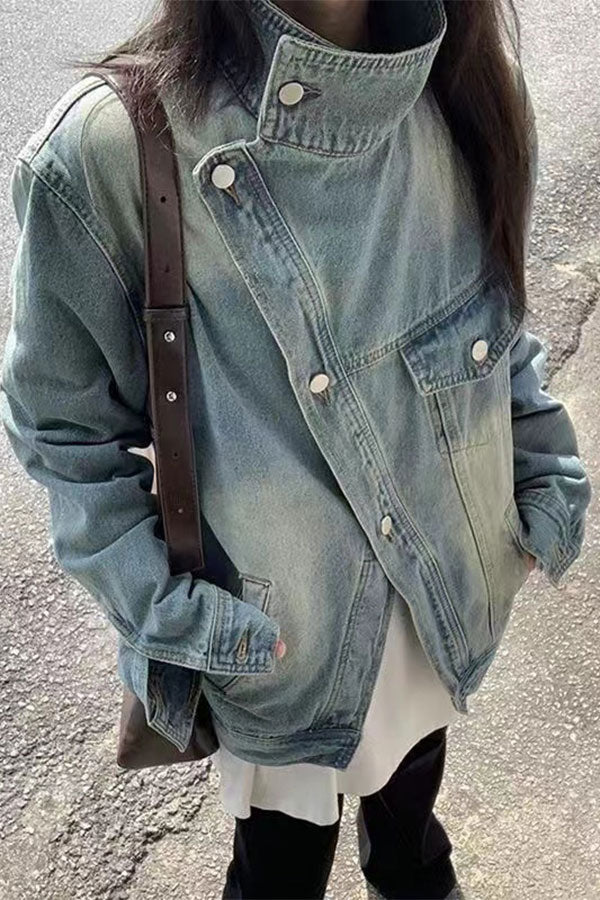 Gradient Urban Irregular Denim Coat
