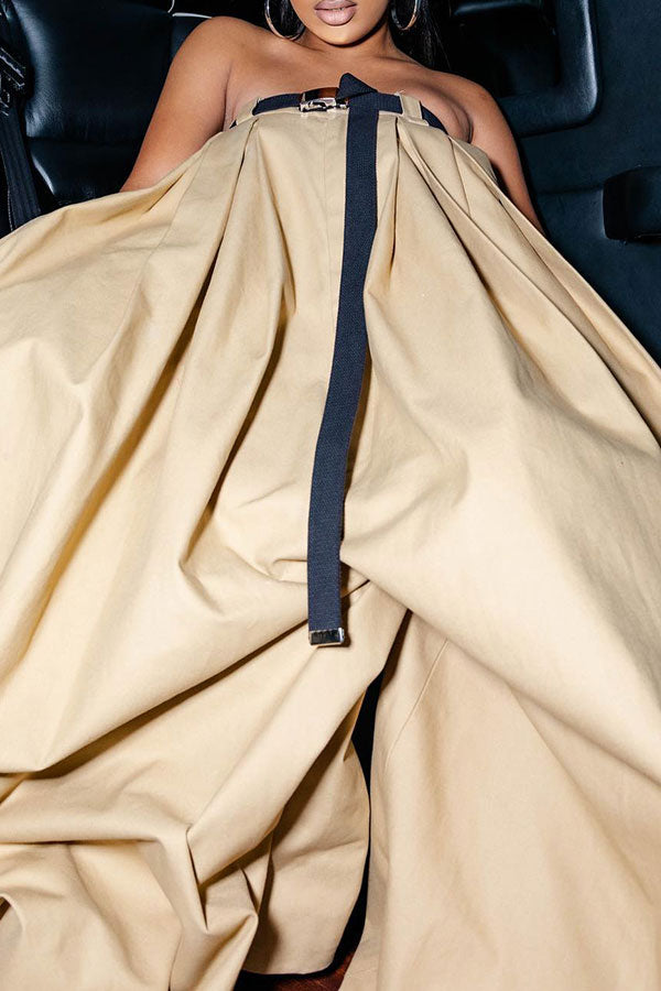 Solid Color Whimsical Wide Leg Jumpsuit With Belt