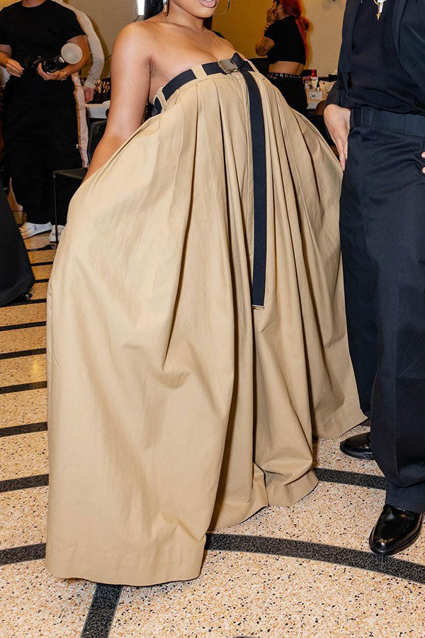 Solid Color Whimsical Wide Leg Jumpsuit With Belt