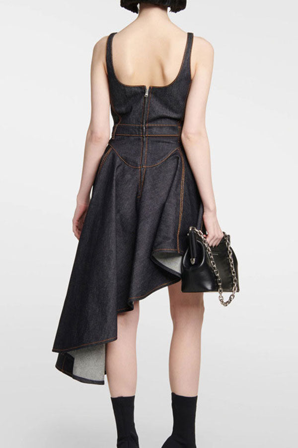 Denim On-trend Irregular Midi Dress