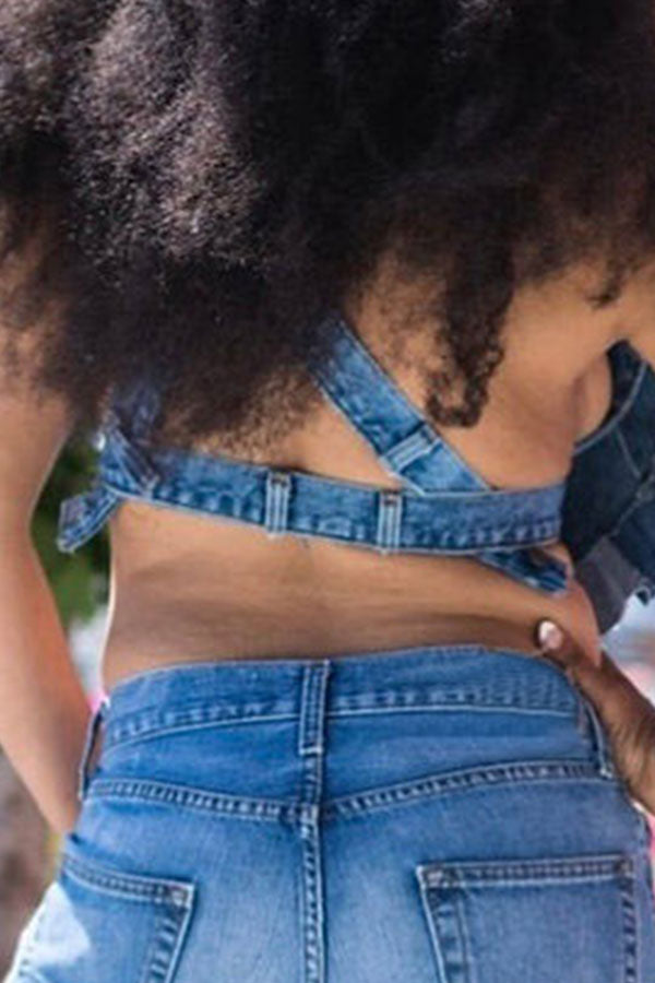 Whimsical Ruffle Bandage Denim Camisole