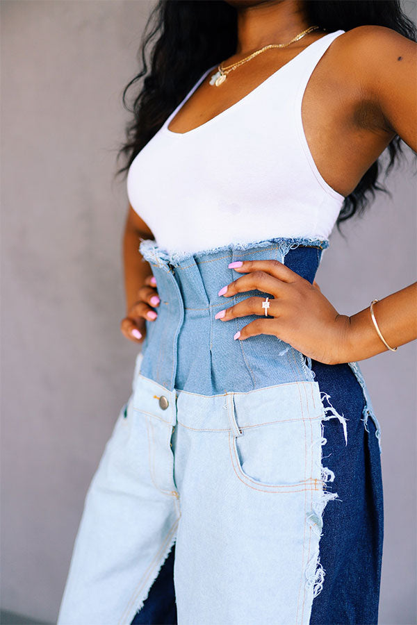 Patchwork High Waist Unique Wide-legged Jeans